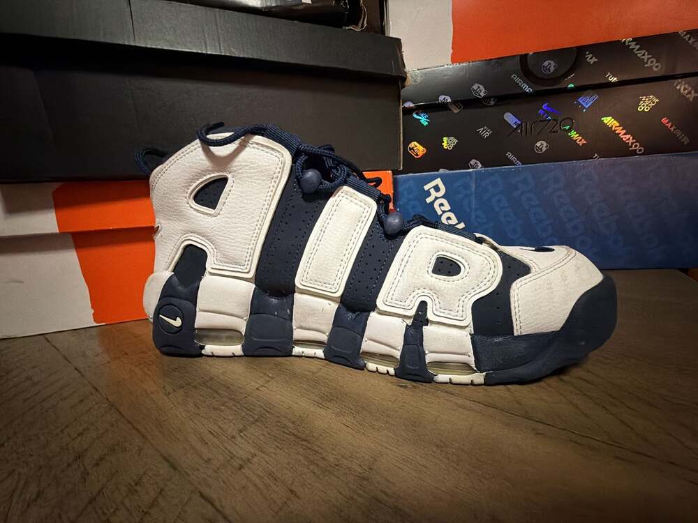 Nike Air More Uptempo White/Midnight Navy (Style 414962 104)
